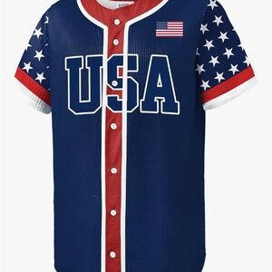 Patriotic USA Baseball Jersey - Blue and Red